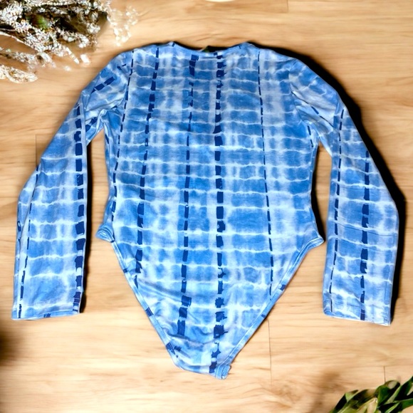 SHEIN Blue Tie Dye Long Sleeve Bodysuit- Large - Picture 5 of 7